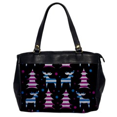 Blue And Pink Reindeer Pattern Office Handbags by Valentinaart