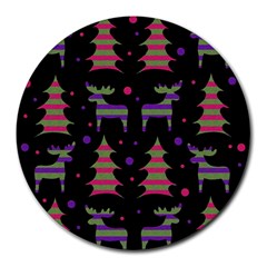 Reindeer Magical Pattern Round Mousepads by Valentinaart