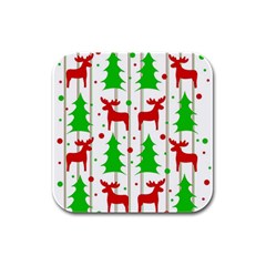 Reindeer Elegant Pattern Rubber Square Coaster (4 Pack)  by Valentinaart