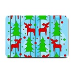 Xmas reindeer pattern - blue Small Doormat  24 x16  Door Mat