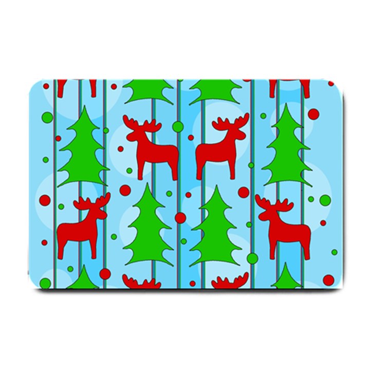 Xmas reindeer pattern - blue Small Doormat 