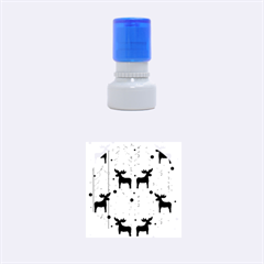 Xmas Reindeer Pattern - Blue Rubber Round Stamps (small) by Valentinaart