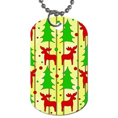 Xmas Reindeer Pattern - Yellow Dog Tag (two Sides) by Valentinaart