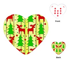 Xmas Reindeer Pattern - Yellow Playing Cards (heart)  by Valentinaart