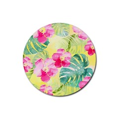 Tropical Dream Hibiscus Pattern Rubber Round Coaster (4 Pack) 