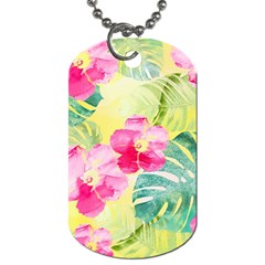 Tropical Dream Hibiscus Pattern Dog Tag (two Sides) by DanaeStudio