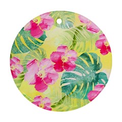 Tropical Dream Hibiscus Pattern Round Ornament (two Sides) 