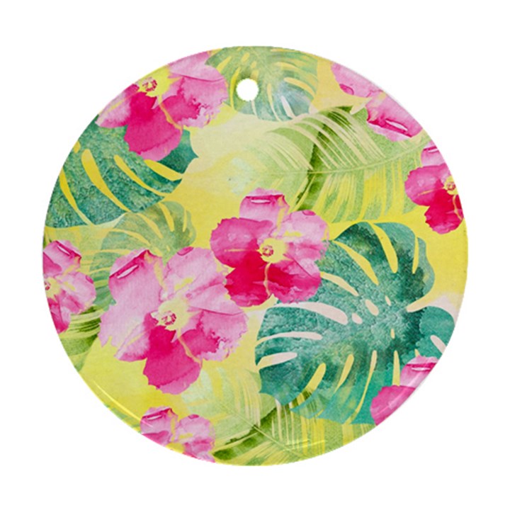 Tropical Dream Hibiscus Pattern Round Ornament (Two Sides) 