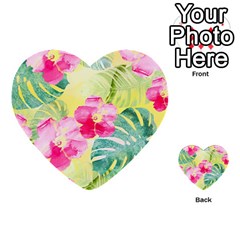 Tropical Dream Hibiscus Pattern Multi-purpose Cards (heart) 