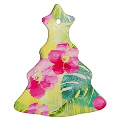 Tropical Dream Hibiscus Pattern Christmas Tree Ornament (2 Sides) by DanaeStudio