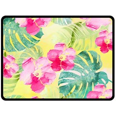 Tropical Dream Hibiscus Pattern Double Sided Fleece Blanket (large) 