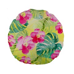 Tropical Dream Hibiscus Pattern Standard 15  Premium Flano Round Cushions