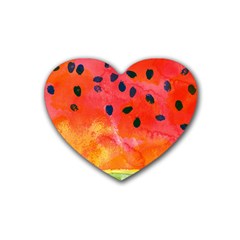 Abstract Watermelon Rubber Coaster (heart)  by DanaeStudio