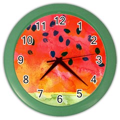 Abstract Watermelon Color Wall Clocks