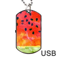 Abstract Watermelon Dog Tag Usb Flash (two Sides)  by DanaeStudio