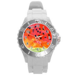 Abstract Watermelon Round Plastic Sport Watch (l)