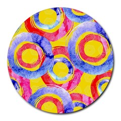 Blue And Pink Dream Round Mousepads by DanaeStudio