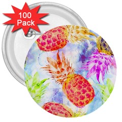 Colorful Pineapples Over A Blue Background 3  Buttons (100 Pack)  by DanaeStudio