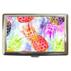 Colorful Pineapples Over A Blue Background Cigarette Money Cases by DanaeStudio