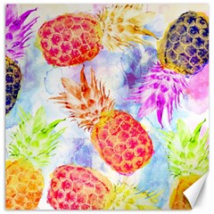 Colorful Pineapples Over A Blue Background Canvas 20  X 20   by DanaeStudio