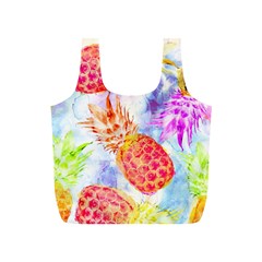 Colorful Pineapples Over A Blue Background Full Print Recycle Bags (s)  by DanaeStudio