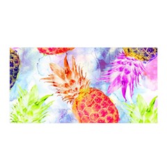 Colorful Pineapples Over A Blue Background Satin Wrap by DanaeStudio