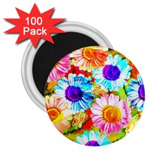 Colorful Daisy Garden 2 25  Magnets (100 Pack)  by DanaeStudio