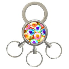 Colorful Daisy Garden 3-ring Key Chains by DanaeStudio