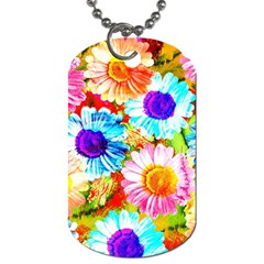 Colorful Daisy Garden Dog Tag (one Side) by DanaeStudio