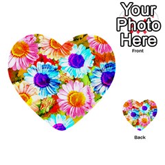 Colorful Daisy Garden Multi-purpose Cards (heart)  by DanaeStudio