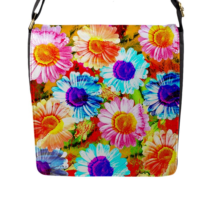 Colorful Daisy Garden Flap Messenger Bag (L) 