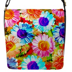 Colorful Daisy Garden Flap Messenger Bag (s) by DanaeStudio