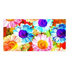 Colorful Daisy Garden Satin Shawl by DanaeStudio