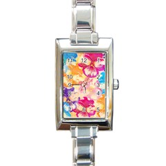 Colorful Pansies Field Rectangle Italian Charm Watch by DanaeStudio