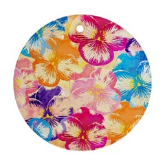Colorful Pansies Field Ornament (round)  by DanaeStudio