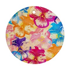 Colorful Pansies Field Round Ornament (two Sides)  by DanaeStudio