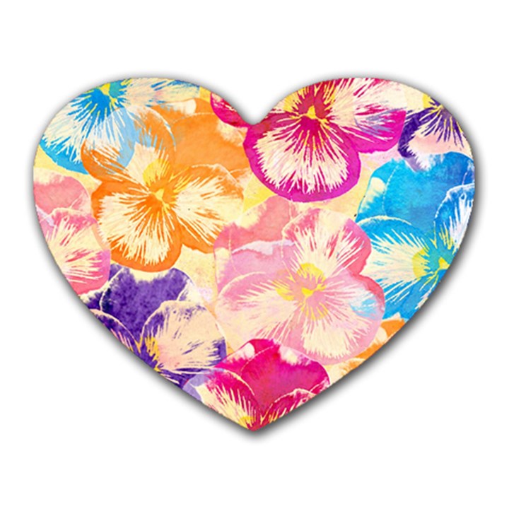 Colorful Pansies Field Heart Mousepads