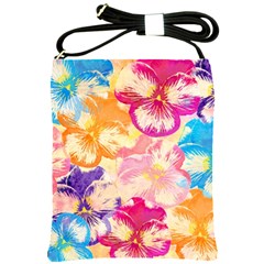 Colorful Pansies Field Shoulder Sling Bags by DanaeStudio