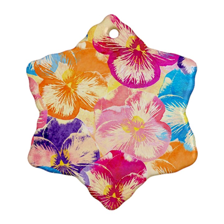 Colorful Pansies Field Ornament (Snowflake) 