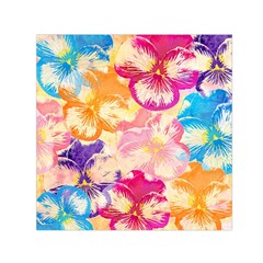 Colorful Pansies Field Small Satin Scarf (square) by DanaeStudio