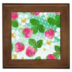 Cute Strawberries Pattern Framed Tiles by DanaeStudio