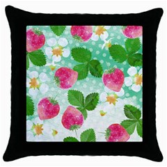 Cute Strawberries Pattern Throw Pillow Case (black)