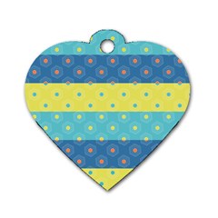 Hexagon And Stripes Pattern Dog Tag Heart (one Side) by DanaeStudio