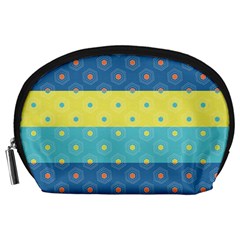 Hexagon And Stripes Pattern Accessory Pouches (large)  by DanaeStudio