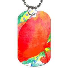 Lovely Red Poppy And Blue Dots Dog Tag (two Sides) by DanaeStudio