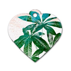 Pachira Leaves  Dog Tag Heart (two Sides) by DanaeStudio