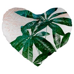 Pachira Leaves  Large 19  Premium Heart Shape Cushions by DanaeStudio