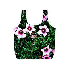 Pink Flowers Over A Green Grass Full Print Recycle Bags (s)  by DanaeStudio