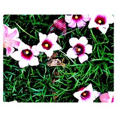 Pink Flowers Over A Green Grass Double Sided Flano Blanket (medium)  by DanaeStudio