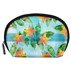 Tropical Starfruit Pattern Accessory Pouches (large)  by DanaeStudio